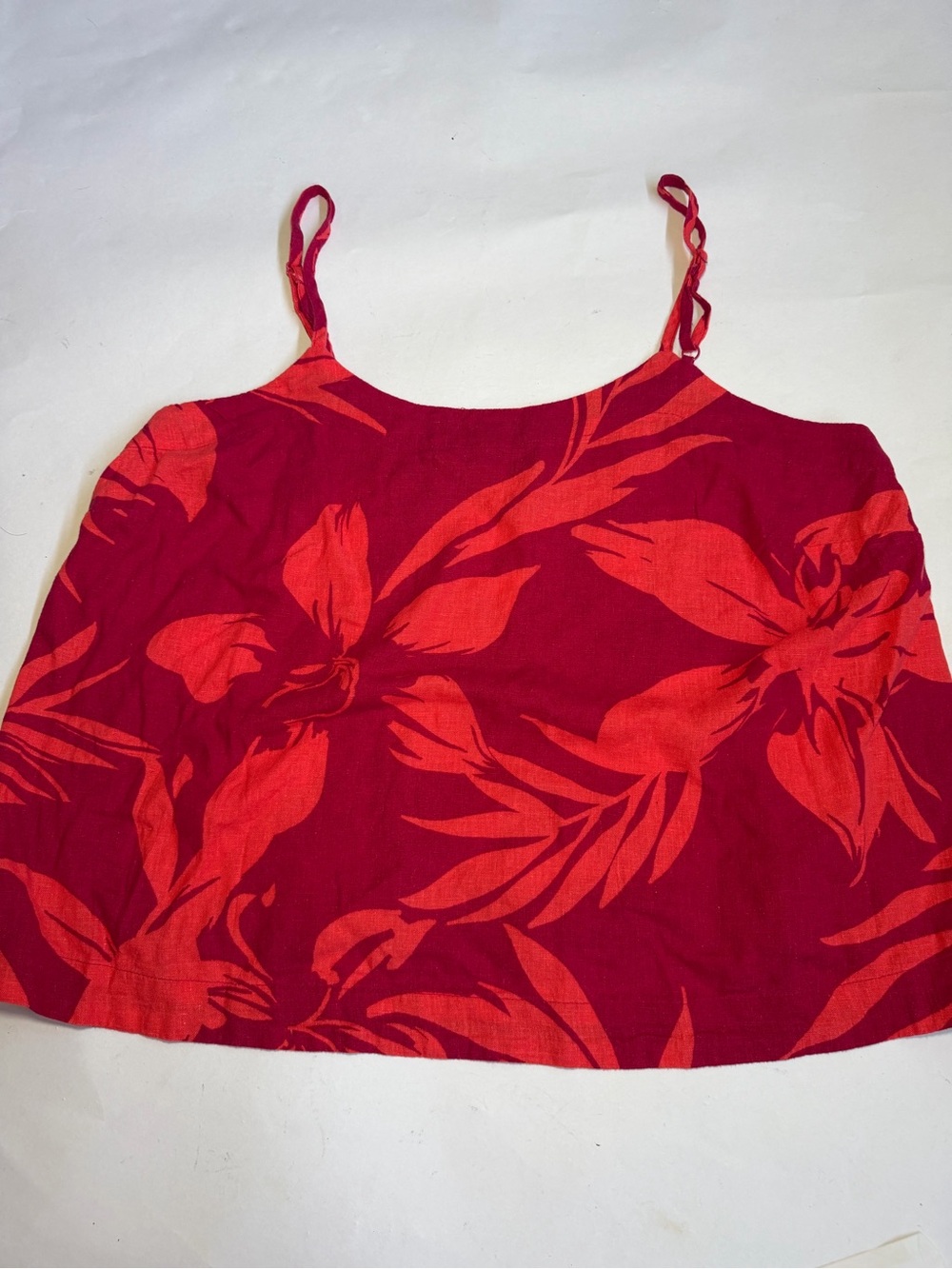 Women's maroon Tropical Print Spaghetti Strap Tank Top